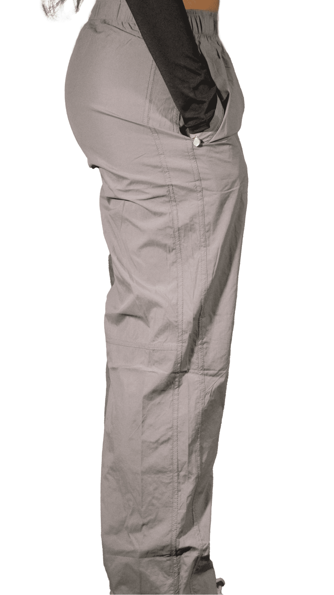 Gray cargo pants on a white background