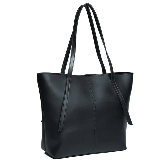 Nova Black PU Leather Tote Bag