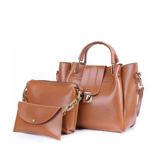 Plain 3pc Handbag Set