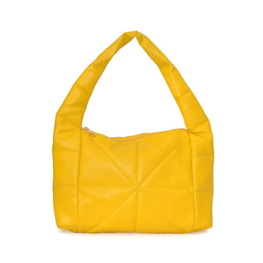 Trendy yellow quilted hobo bag with soft stitched design, top zipper and shoulder friendly straps