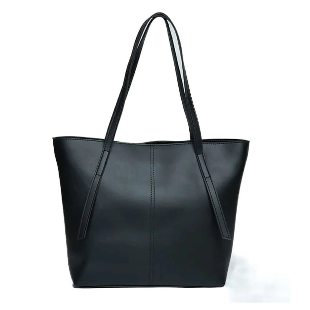 Nova Black PU Leather Tote Bag