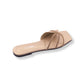 Beige sandal with a bow on a white background