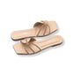 Beige Rexine Flats Gemstone Detailing
