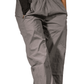 Gray cargo pants worn by a lady on a white background
