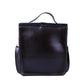 Black leather handbag on a white background