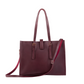 Maroon handbag with a strap on a white background