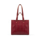 Maroon leather tote bag on a white background