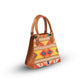 Handbag with a colorful pattern on a white background